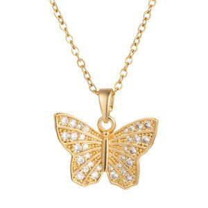 Elegant Butterfly Pendant Necklace | 18K Gold Plated Stainless Steel